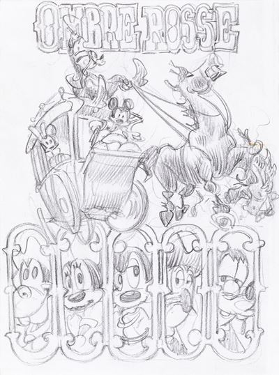 Ombre Rosse - Disegno preliminare in matita su carta