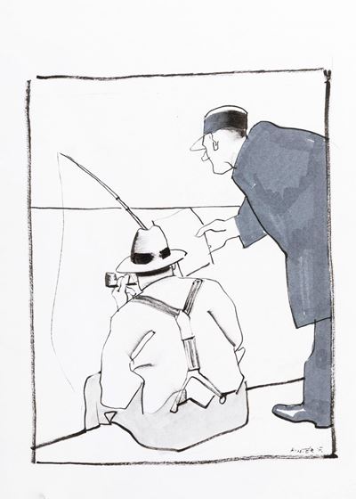 Disegno preliminare per 'Maigret e l'uomo solo'
