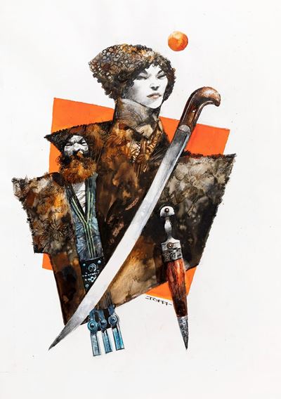 Donne Guerriere - Olga Takanikova, matita, china, tempera e acquerello su cartoncino