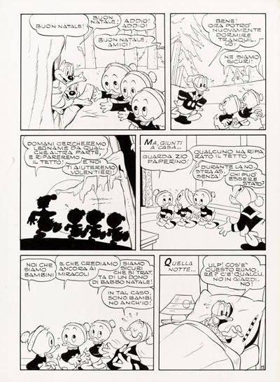 Topolino e la doppia vigilia di Natale, matita e china su cartoncino