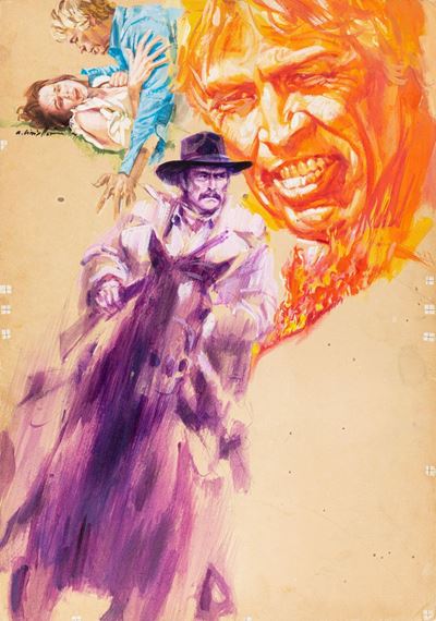 Bozzetto originale per la locandina del film 'Gli ultimi giganti' (The Last Hard Men), matita e t...