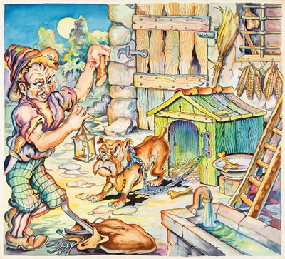 Il cane fedele - Illustrazione per Favole esopiane