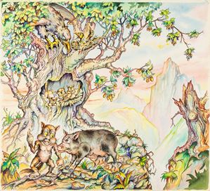 Favole esopiane -L'aquila, la gatta e la scrofa selvatica