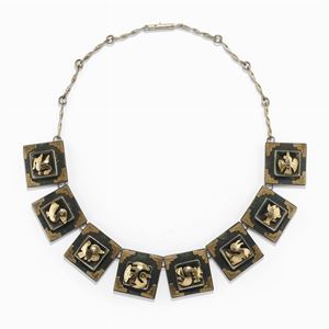 A silver and 18k gold necklace