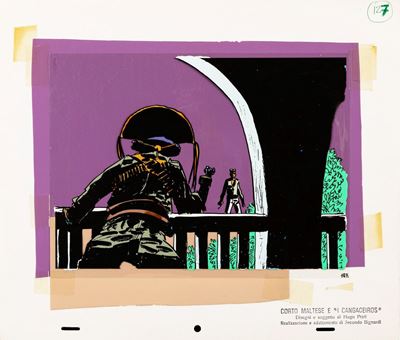 Hugo Pratt, Corto Maltese e 'I Cangaceiros', tempera su rodovetro, 1972