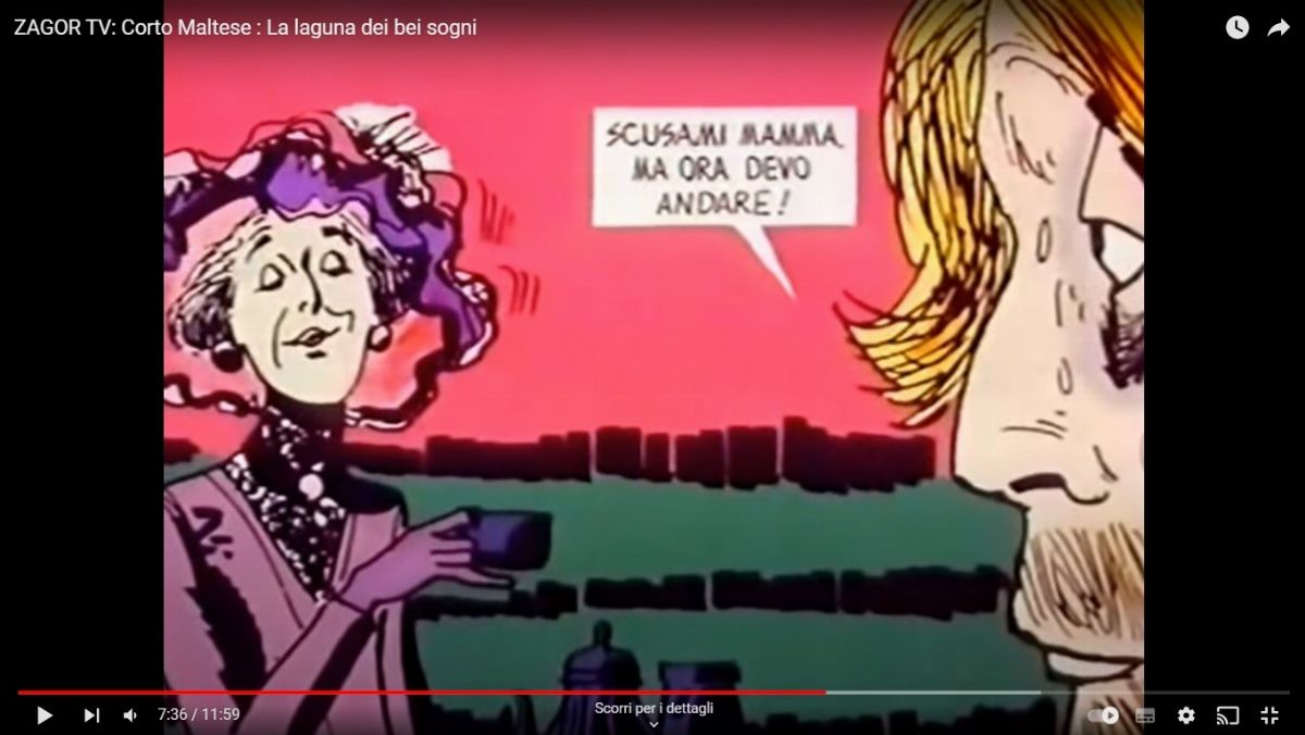 Studio Bignardi - Hugo Pratt, Corto Maltese e la laguna dei bei sogni, tempera su rodovetro, 1977