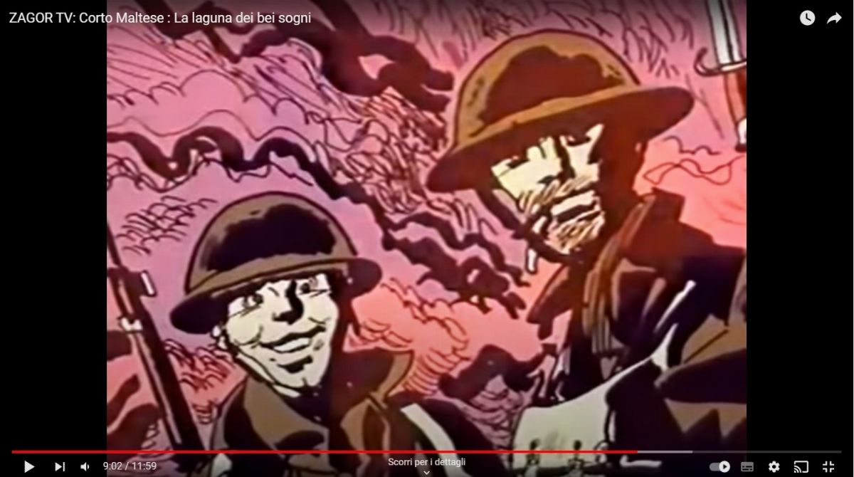 Studio Bignardi - Pratt, Corto Maltese e la laguna dei bei sogni, tempera su rodovetro