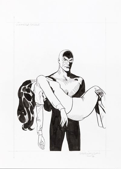 Diabolik - Scommessa fatale, matita e china su cartoncino