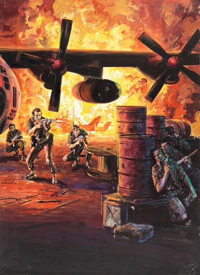 La notte dei falchi (Operation Thunderbolt), tempera su cartone