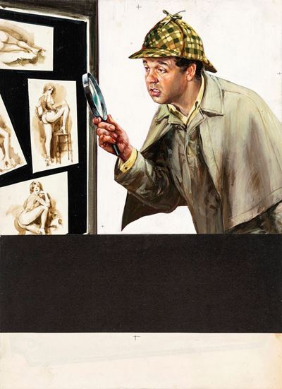 Bozzetto per la locandina del film 'Agenzia Riccardo Finzi...praticamente detective', tempera su ...