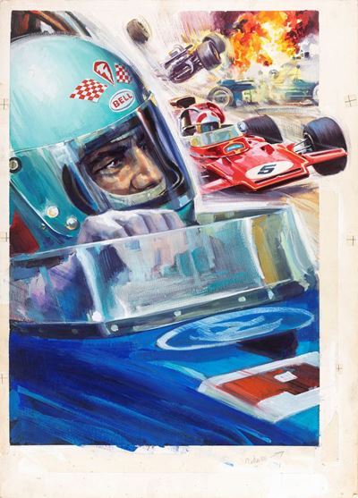 Bozzetto per Il diavolo del volante (The Last American Hero), tempera su cartone