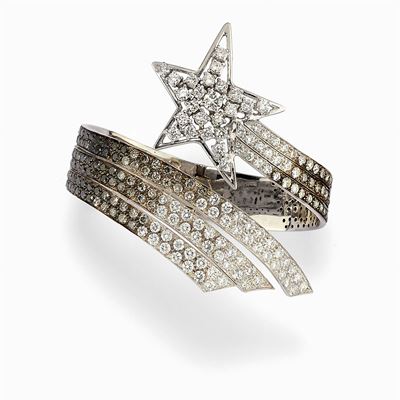 Bracciale in Oro Bianco e Brunito 9k e Diamanti