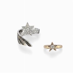 A two 9k white gold and diamond rings, Bernard Delettrez