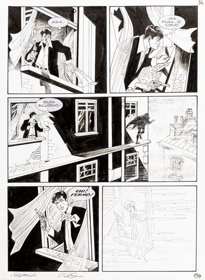 Montanari e Grassani, Dylan Dog - I sei corvi, matita e china su cartoncino