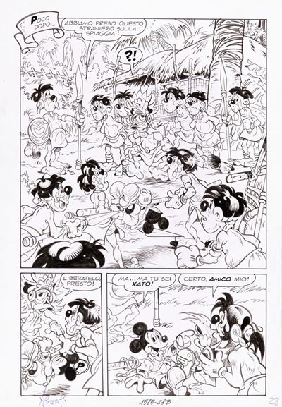 Topolino e il tesoro dei Caraibi, matita e china su cartoncino