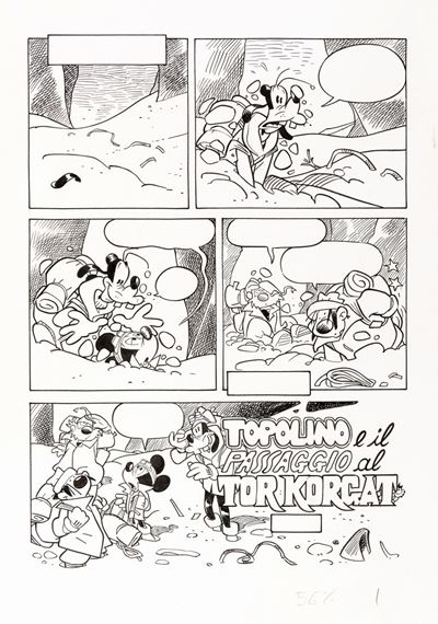 Topolino e il passaggio al Tor Korgat - matita e china su cartoncino