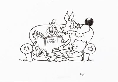 Lupo Alberto, matita e china su cartoncino