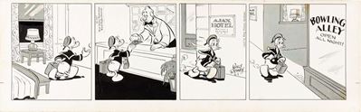 Donald Duck - Striscia giornaliera del 01/02/1957, matita, china e retino su cartoncino