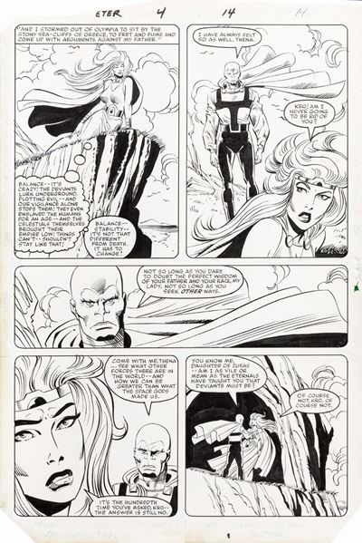 Eternals - Masked Gods!, matita e china su cartoncino Marvel