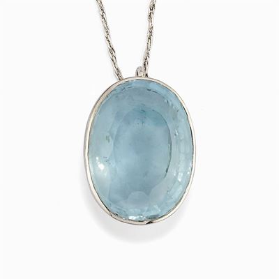 Collana in Oro Bianco 18k e Acquamarina