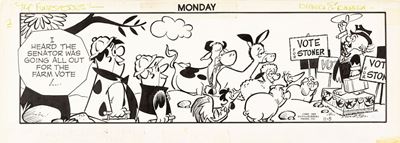 The Flintstones - Striscia giornaliera del 05/11/1984, matita e china su cartoncino