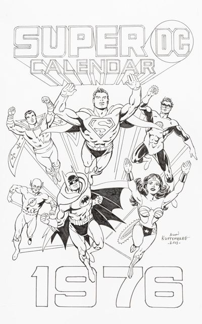 Super DC Calendar 1976 - matita e china su cartoncino