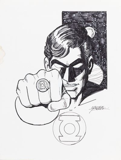 Green Lantern - matita, pastello e china su cartoncino