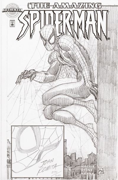 Disegno originale per Marvel Authentix: Amazing Spider-Man (1998), matita su comic book