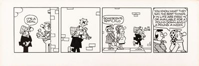 Striscia giornaliera per 'Andy Capp', matita, china e acquerello su cartone