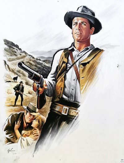 Bozzetto per il film 'Hombre', tempera su cartone