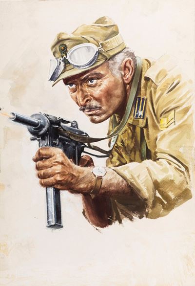 Bozzetto originale per il film 'Commandos', tempera su cartone
