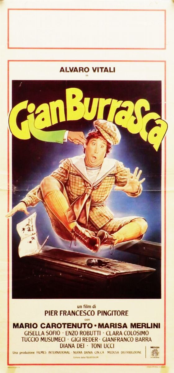 Enzo Sciotti - Bozzetto originale per 'Gian Burrasca', tempera su cartone