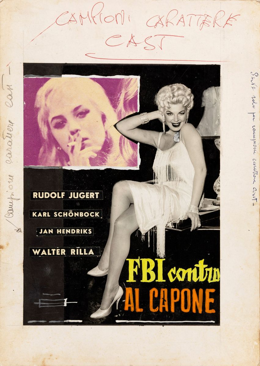 a.n.I. (autore Non Identificato) - F.B.I. contro Al Capone, tempera su cartone e pellicola fotogr...