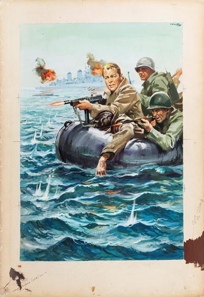 Bozzetto per locandina di 'Acque profonde' (The Deep Six), tempera su cartone