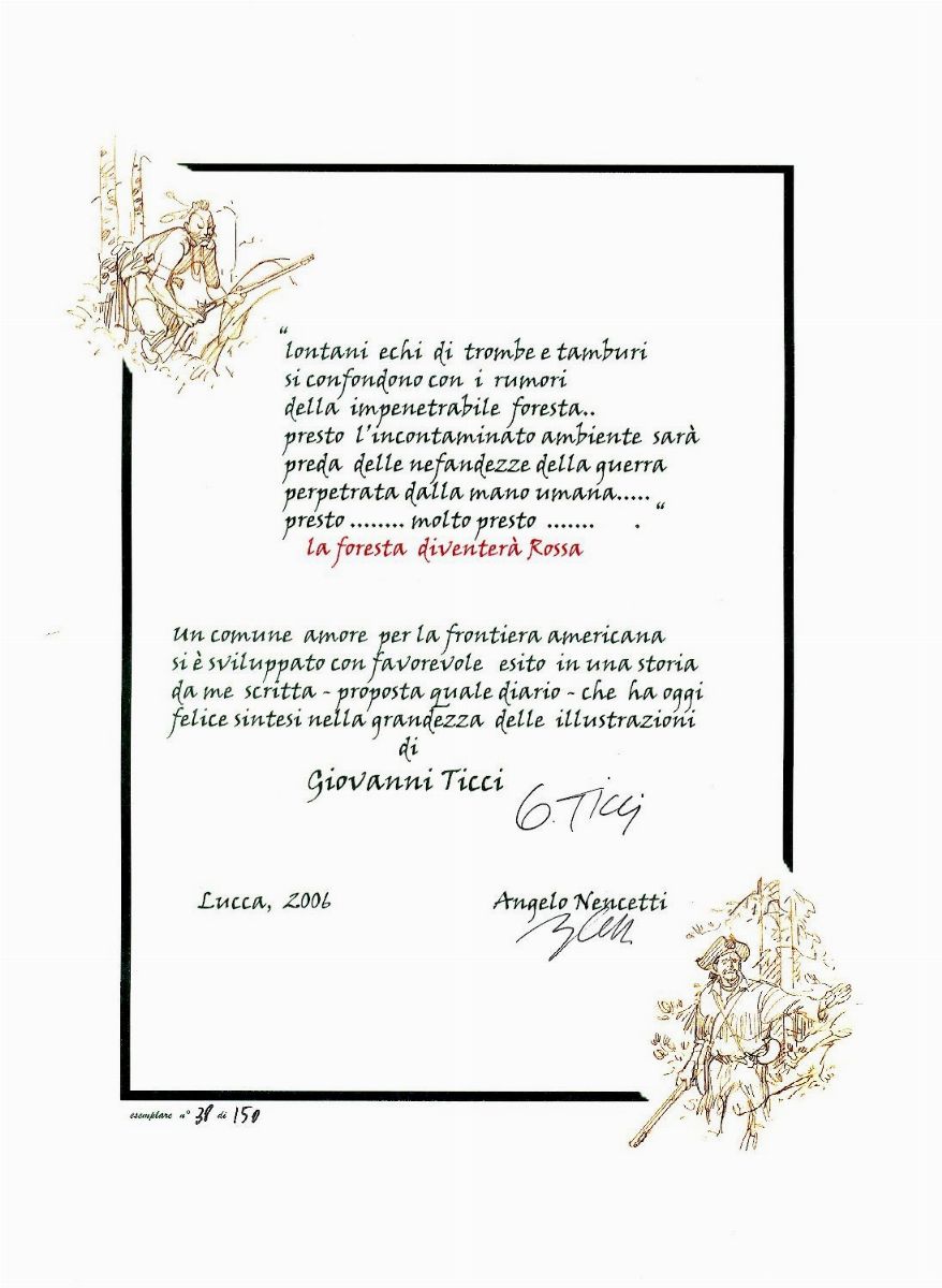 Giovanni Ticci - Illustrazione originale per 'Quando la foresta diventò rossa', matita e acquerel...