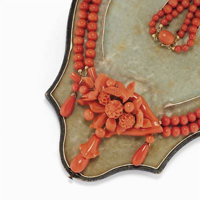 Collana in Oro 18k e Corallo, XIX Secolo