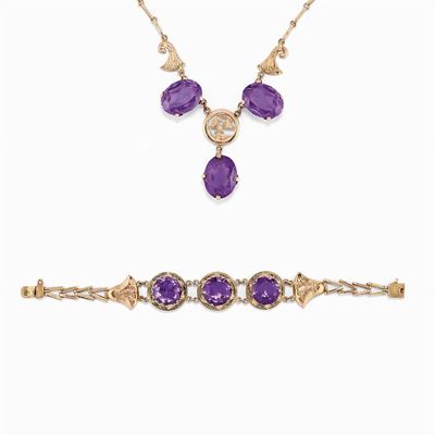 Collana e Bracciale in Oro e Ametiste