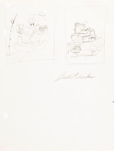Donald Duck camping, matita su carta