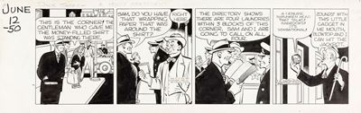 Dick Tracy - A heady statement, matita e china su cartoncino, 1950