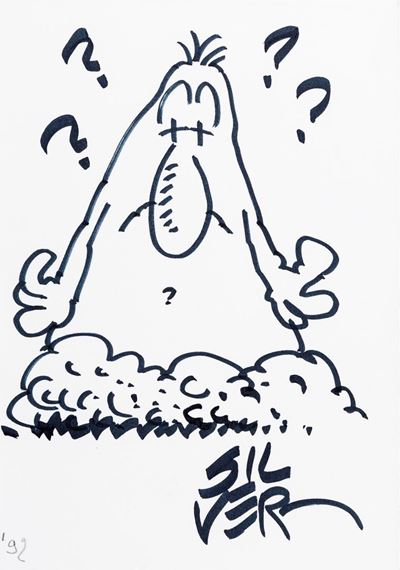 Sketch originale 'Enrico la talpa' del 1992, pennarello su cartoncino