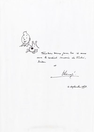 Tintin e Milou, china su carta
