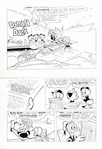 Donald Duck in Duck of the Deep - Tecnica mista su cartoncino