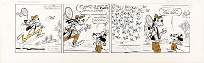 Striscia giornaliera di Mickey Mouse (1962), matita, china e retino su cartoncino
