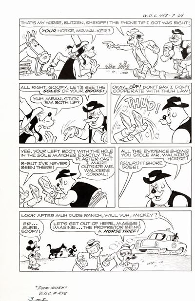 Topolino e le vacanze al ranch, matita e china su cartoncino