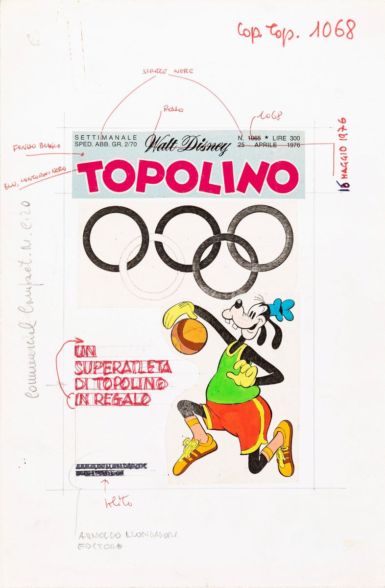 Marco Rota - Copertina per Topolino n. 1068, matita e china su cartoncino