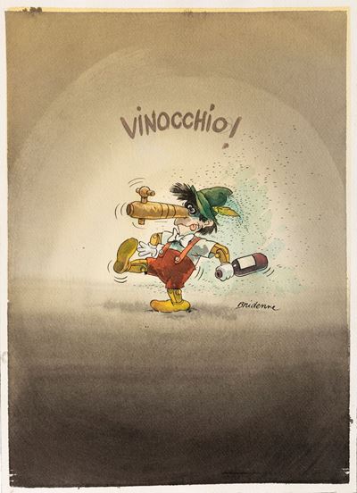 Vinocchio! - china e acquerello su cartoncino