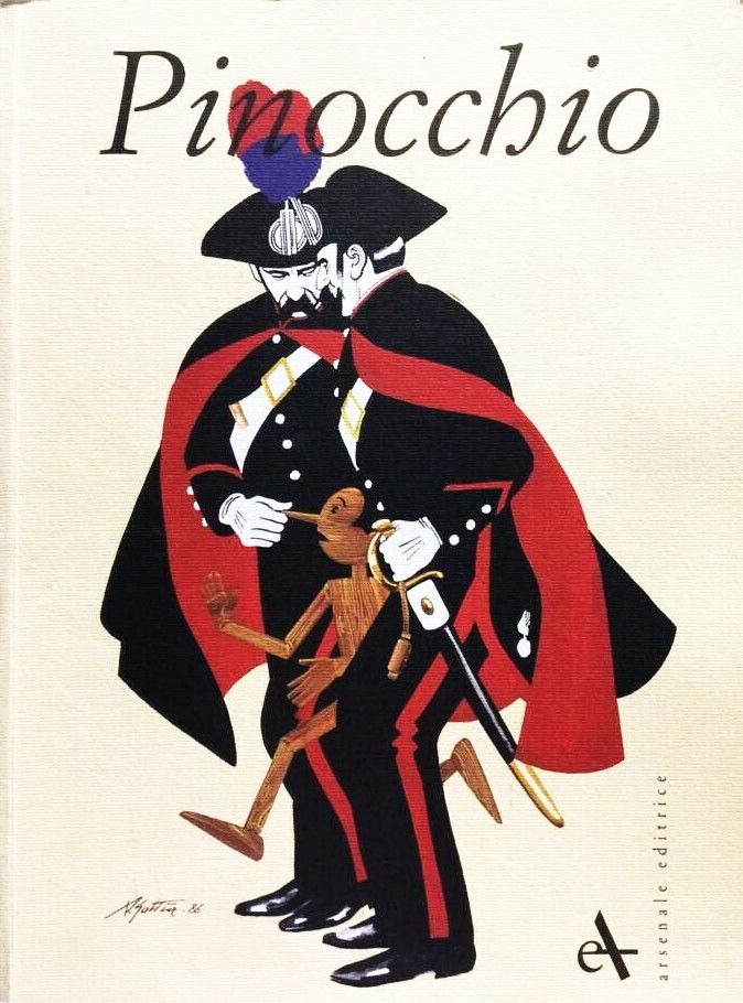 Alarico Gattia - Pinocchio e i Carabinieri, tempera su cartoncino