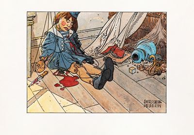 La morte di Pinocchio - china e acquerello su cartone