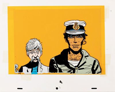 Hugo Pratt, Corto Maltese e "I Cangaceiros", tempera su rodovetro, 32 x 27 cm, 1972