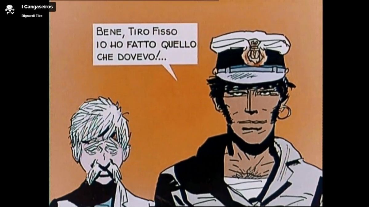 Studio Bignardi - Hugo Pratt, Corto Maltese e "I Cangaceiros", tempera su rodovetro, 32 x 27 cm, ...